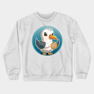 Whimsical Albatross Holding a Crypto Coin Crewneck Sweatshirt